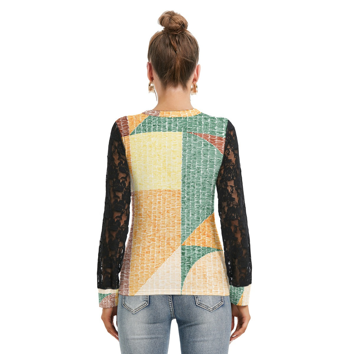 All-Over Print Women's T-shirt And Sleeve With Black Lace