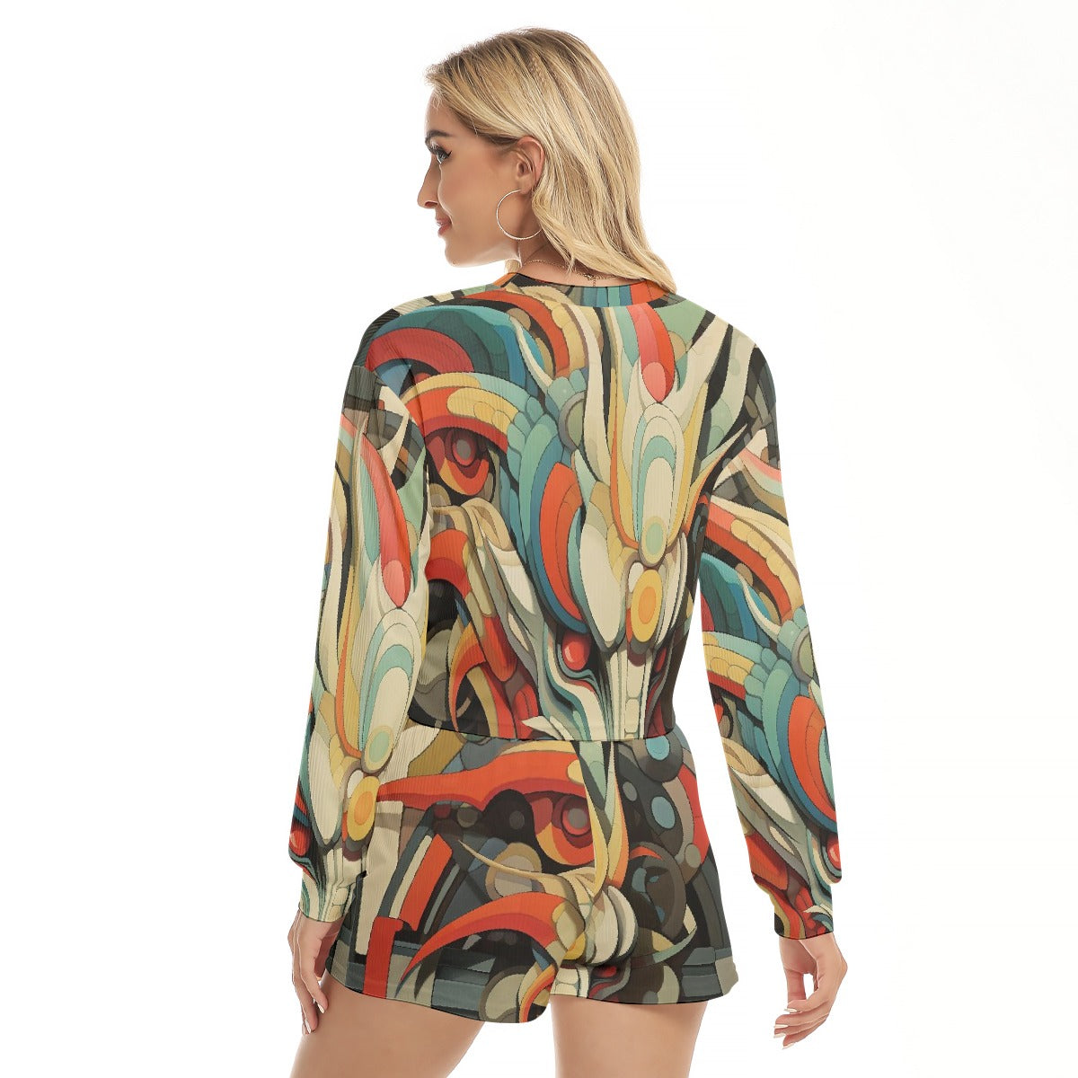All-Over Print Women's Short Sweatshirt And Pants Suit