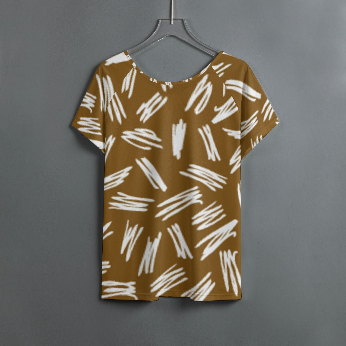 All-Over Print Women's Round Neck T-shirt With Raglan Sleeve