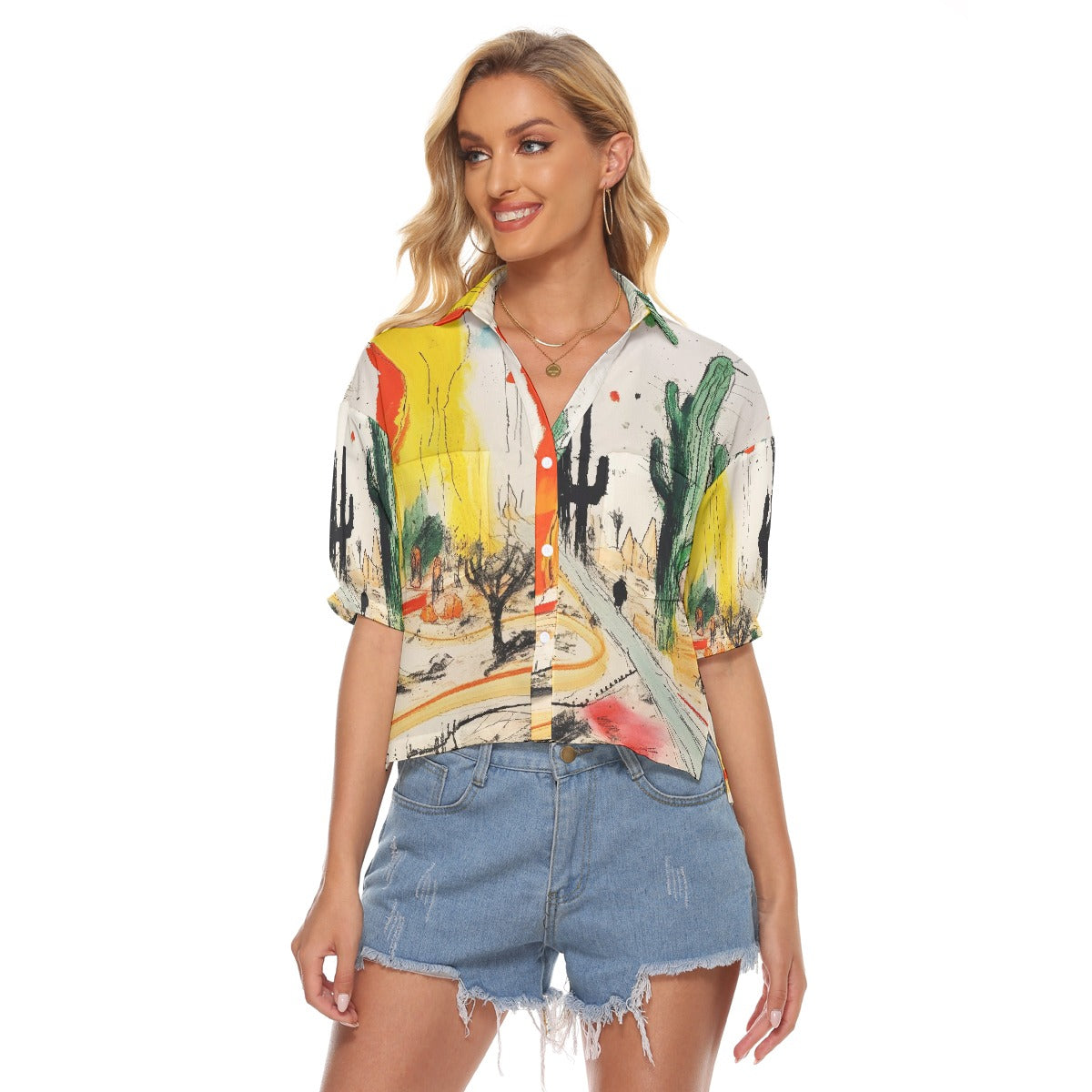 All-Over Print Women's V-neck Shirts