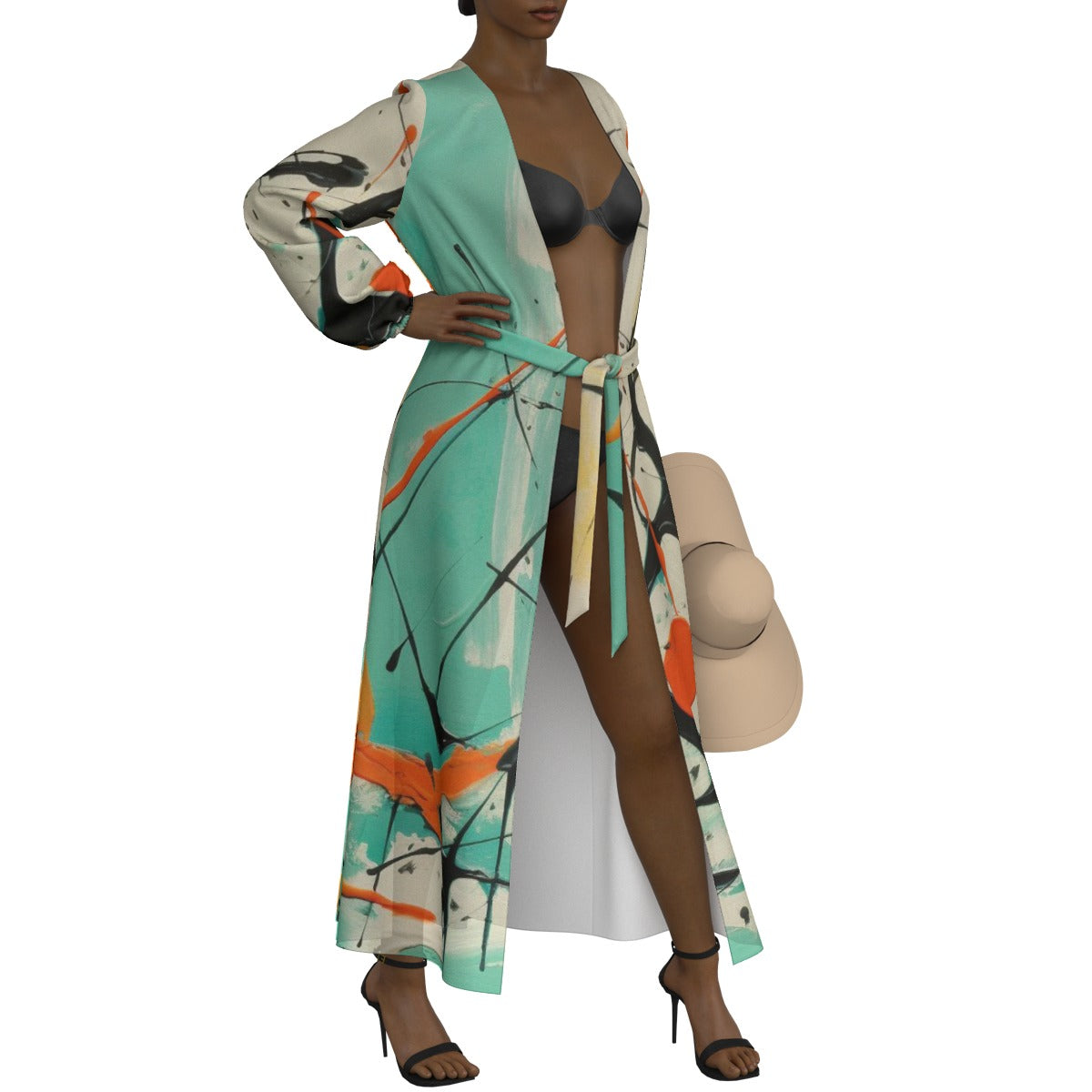 All-Over Print Women's Lace-up Chiffon Robe