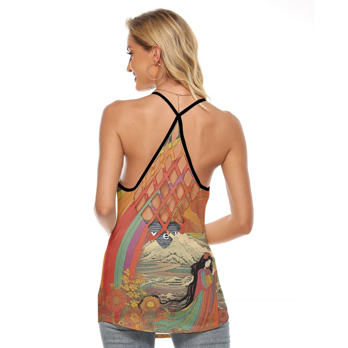 All-Over Print Women's Criss-Cross Open Back Tank Top