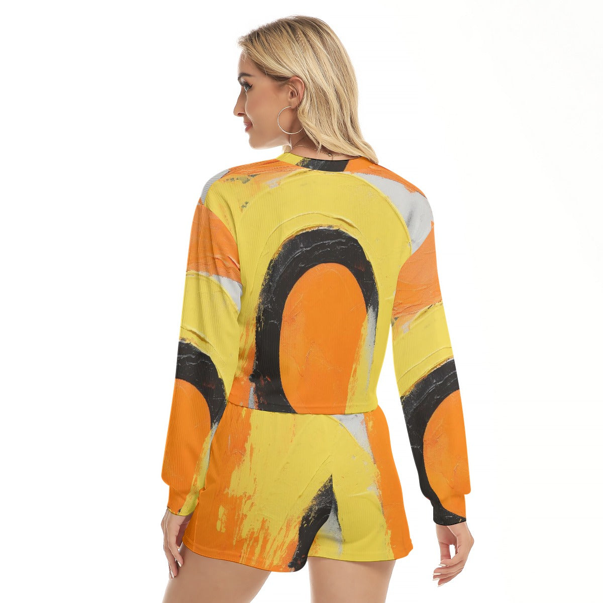 All-Over Print Women's Short Sweatshirt And Pants Suit