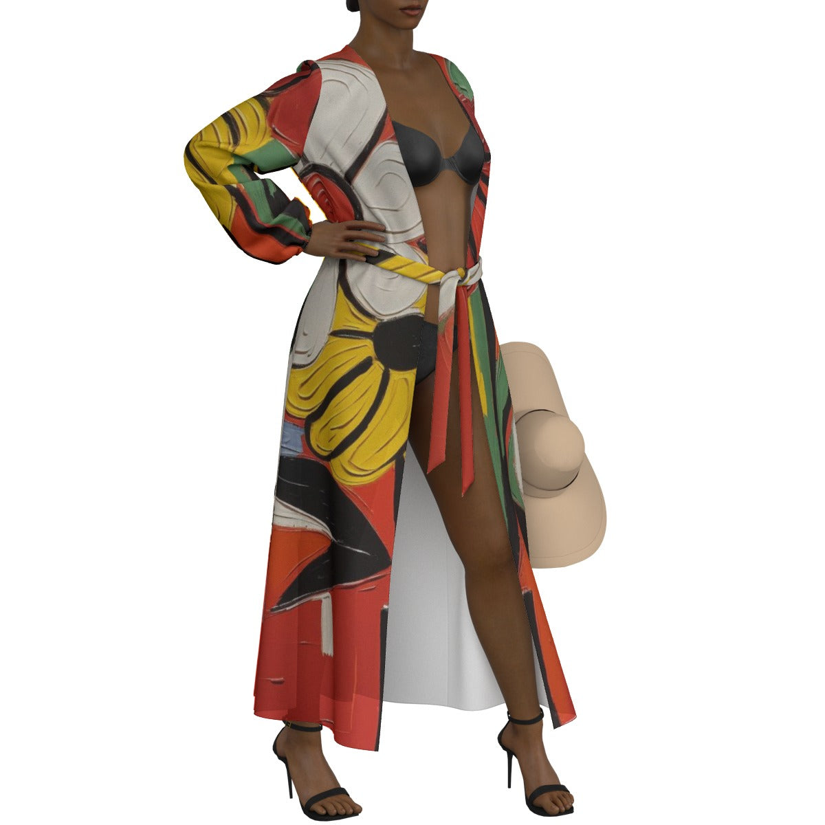 All-Over Print Women's Lace-up Chiffon Robe