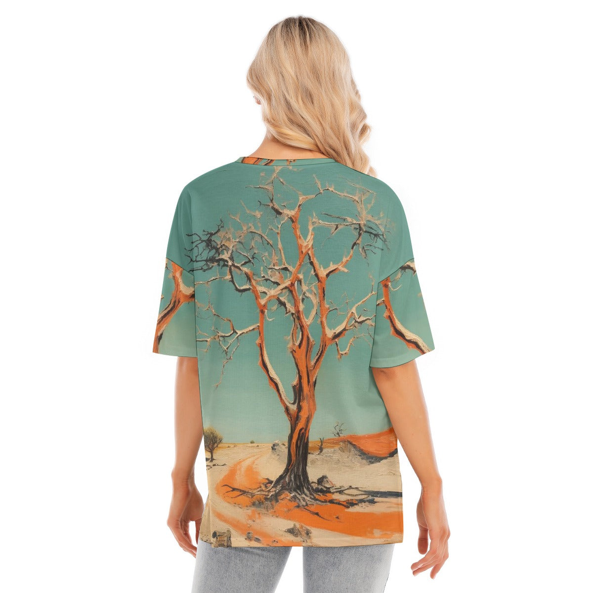All-Over Print Women's Short Sleeves T-shirt With Hem Split