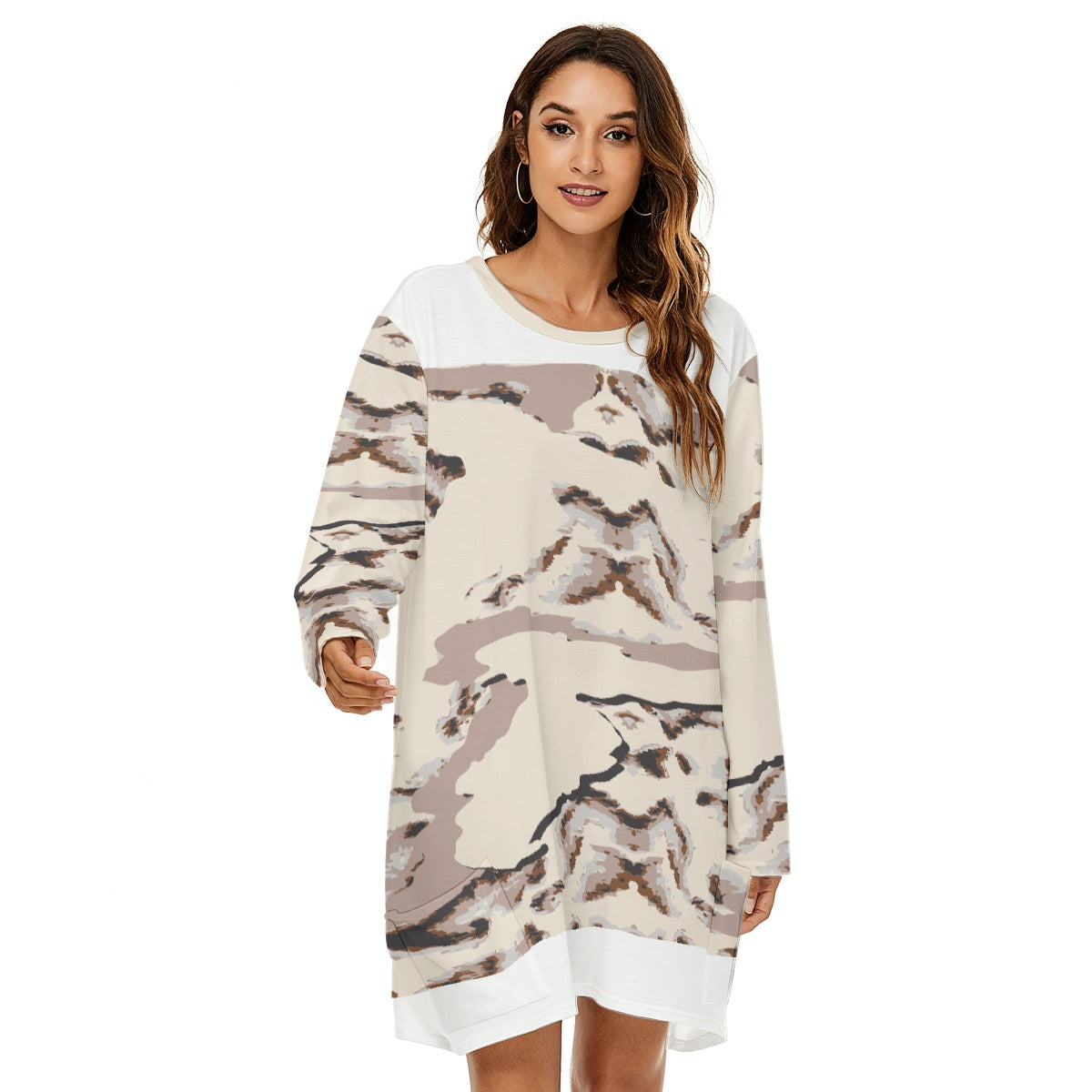 All-Over Print  Women's Loose Crew Neck Dress
