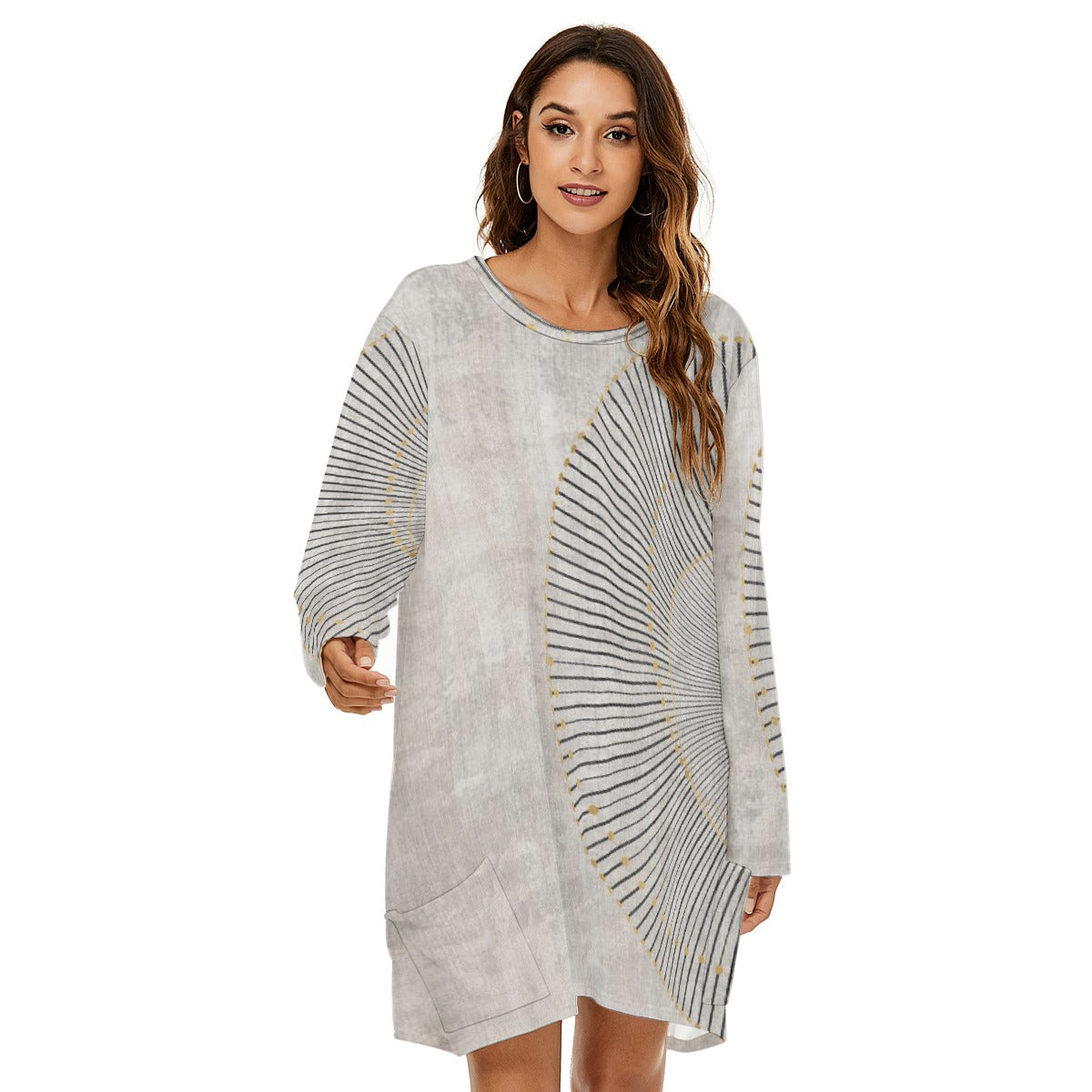 All-Over Print  Women's Loose Crew Neck Dress