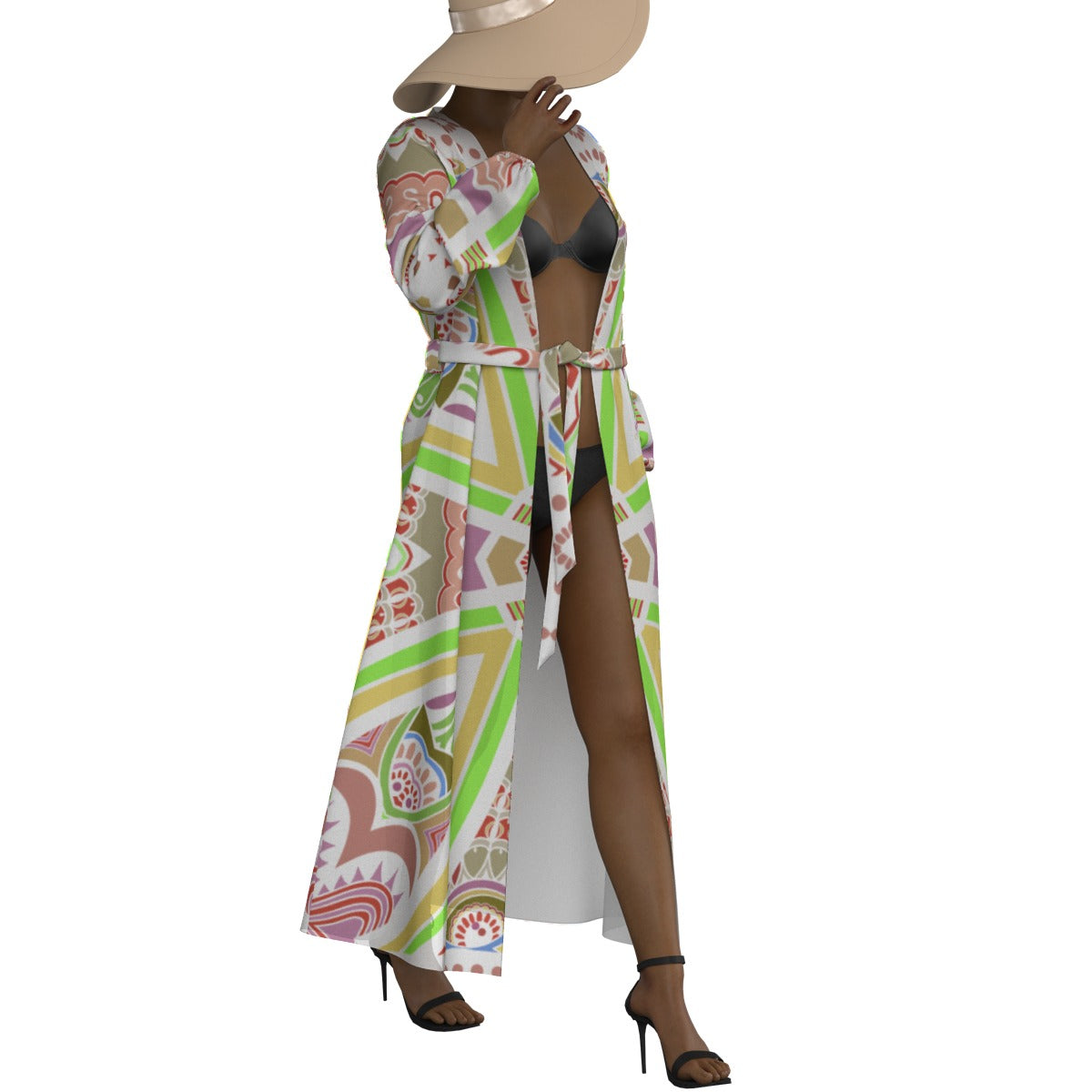 All-Over Print Women's Lace-up Chiffon Robe