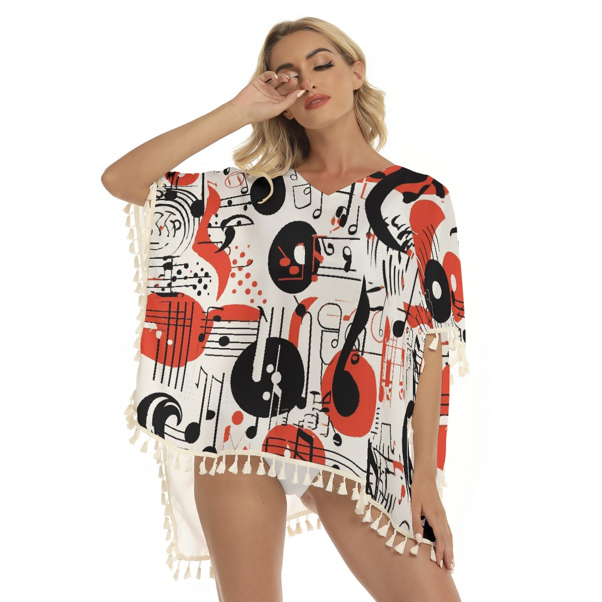 All-Over Print Women's Square Fringed Shawl