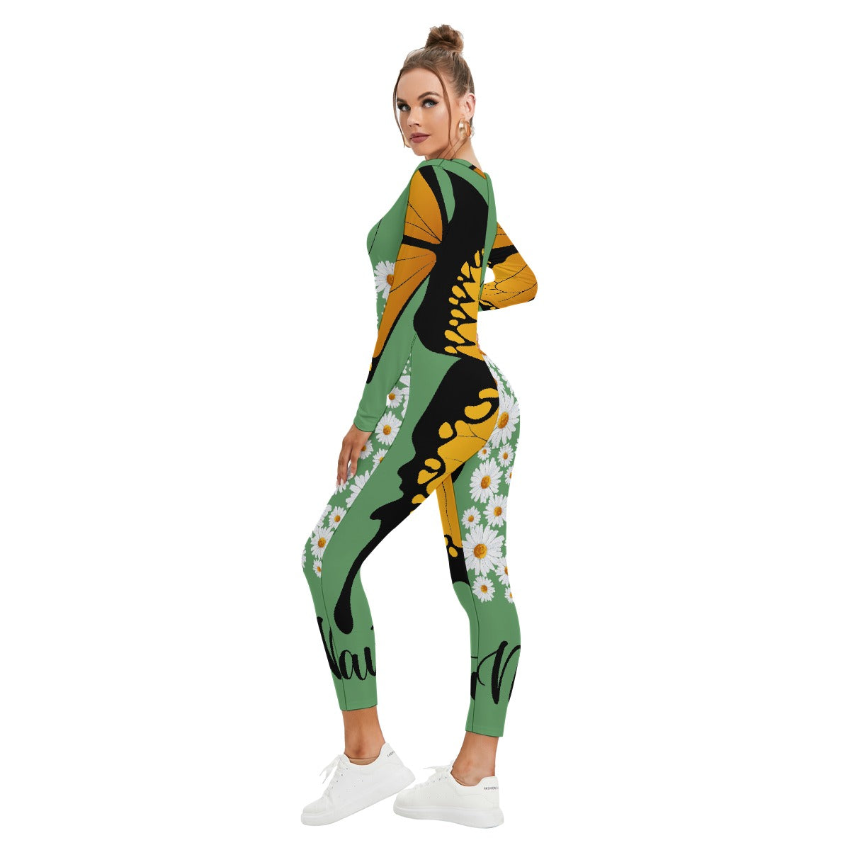 All-Over Print Women's Plunging Neck Jumpsuit
