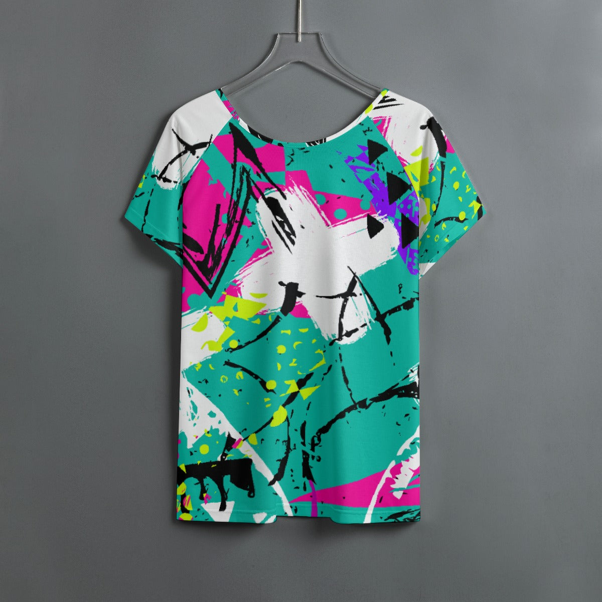 All-Over Print Women's Round Neck T-shirt With Raglan Sleeve