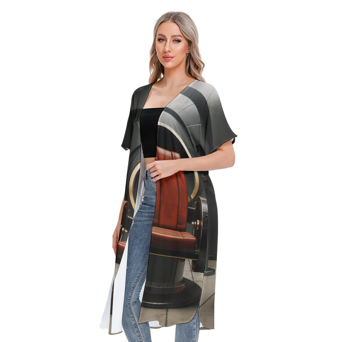 All-Over Print Women's Short Sleeve Cardigan