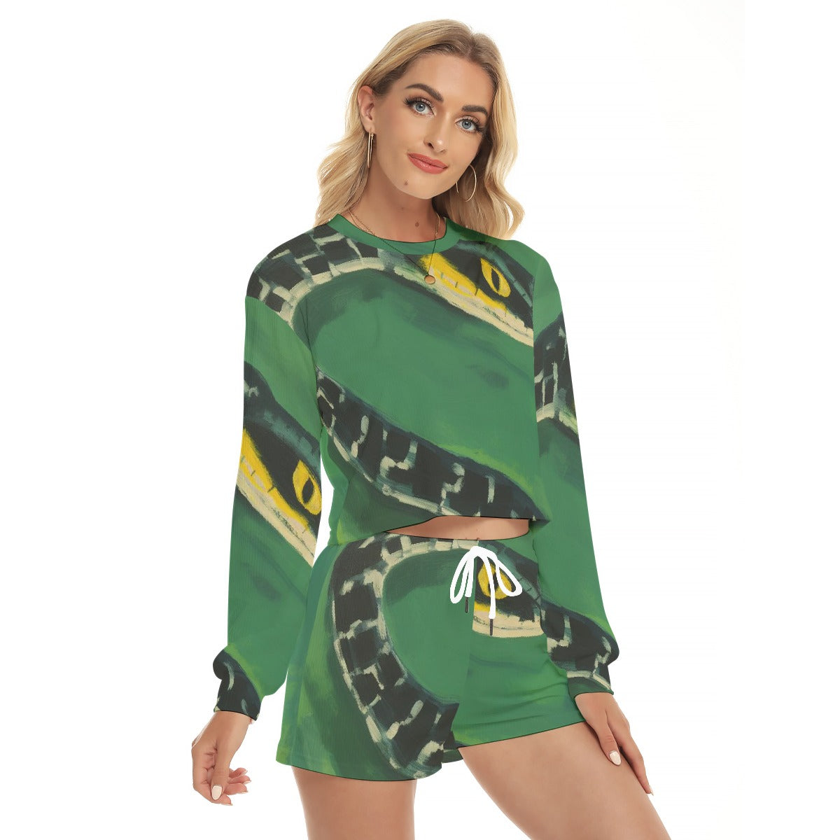 All-Over Print Women's Short Sweatshirt And Pants Suit