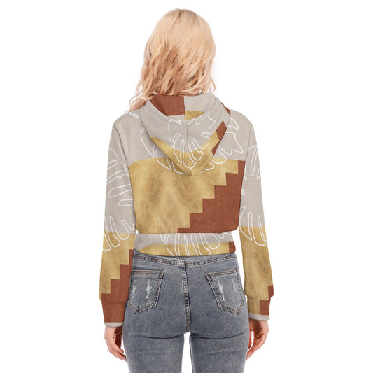 All-Over Print Women's Crop Top Hoodie With Zipper Closure
