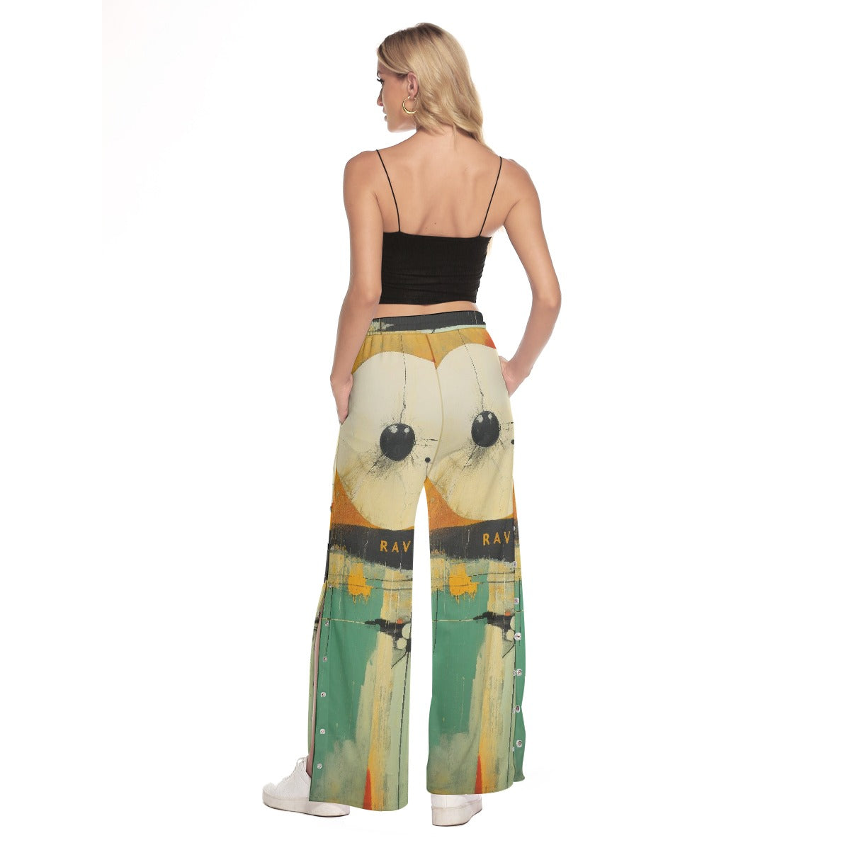 All-Over Print Women's Side Slit Snap Button Trousers