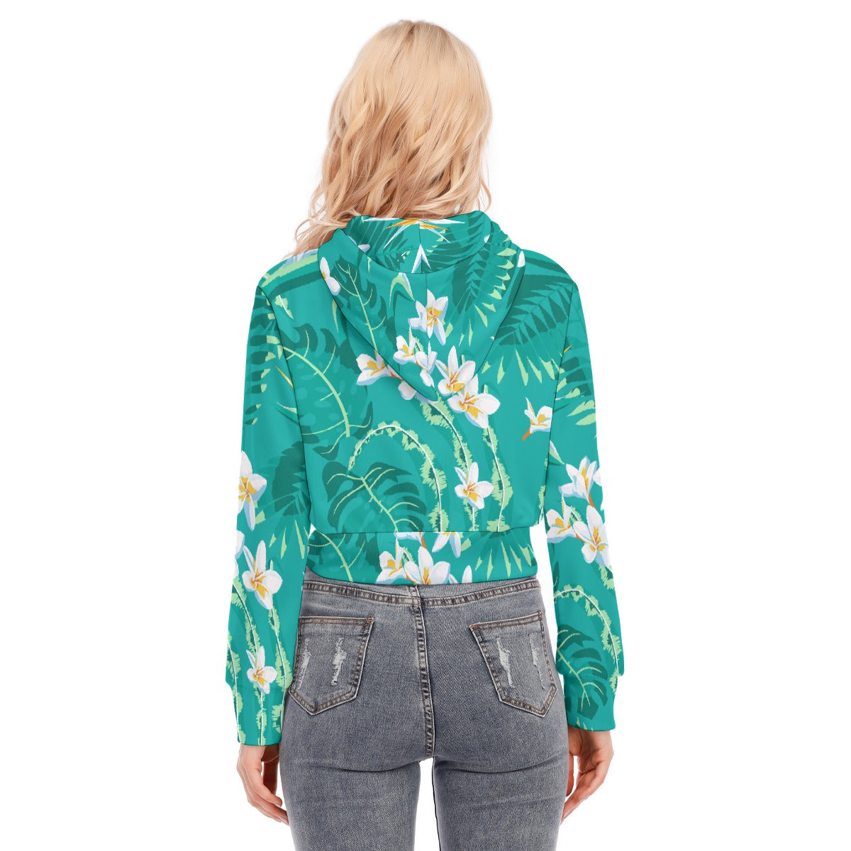 All-Over Print Women's Crop Top Hoodie With Zipper Closure