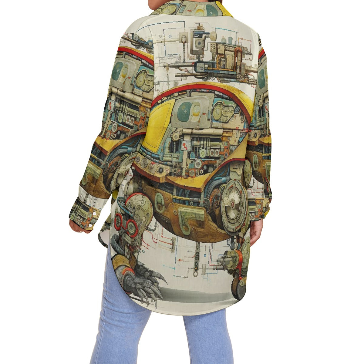 All-Over Print Women's Shirt With Long Sleeve(Plus Size)