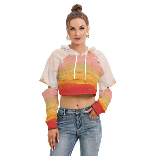 All-Over Print Women's Heavy Fleece Hoodie With Hollow Out Sleeve