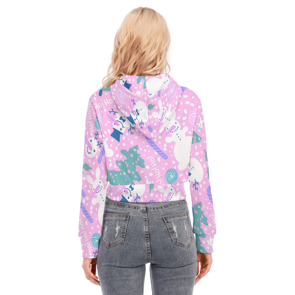 All-Over Print Women's Crop Top Hoodie With Zipper Closure