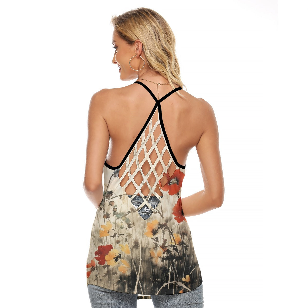 All-Over Print Women's Criss-Cross Open Back Tank Top