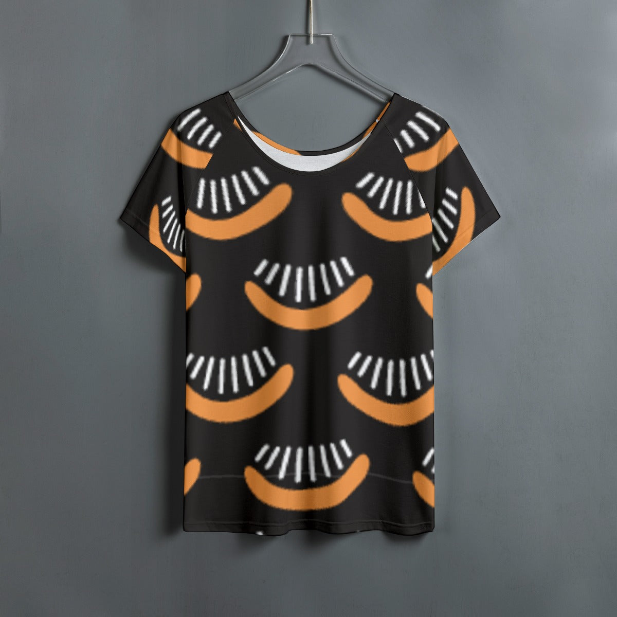 All-Over Print Women's Round Neck T-shirt With Raglan Sleeve