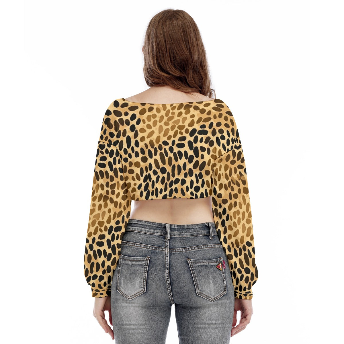 All-Over Print Women's V-neck Long Sleeve Cropped Sweatshirt