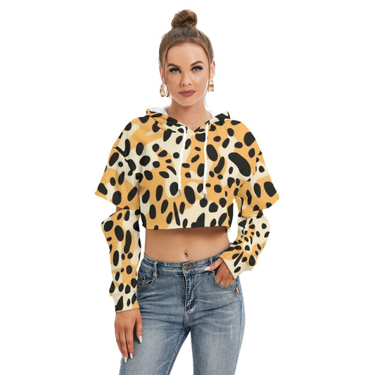 All-Over Print Women's Heavy Fleece Hoodie With Hollow Out Sleeve
