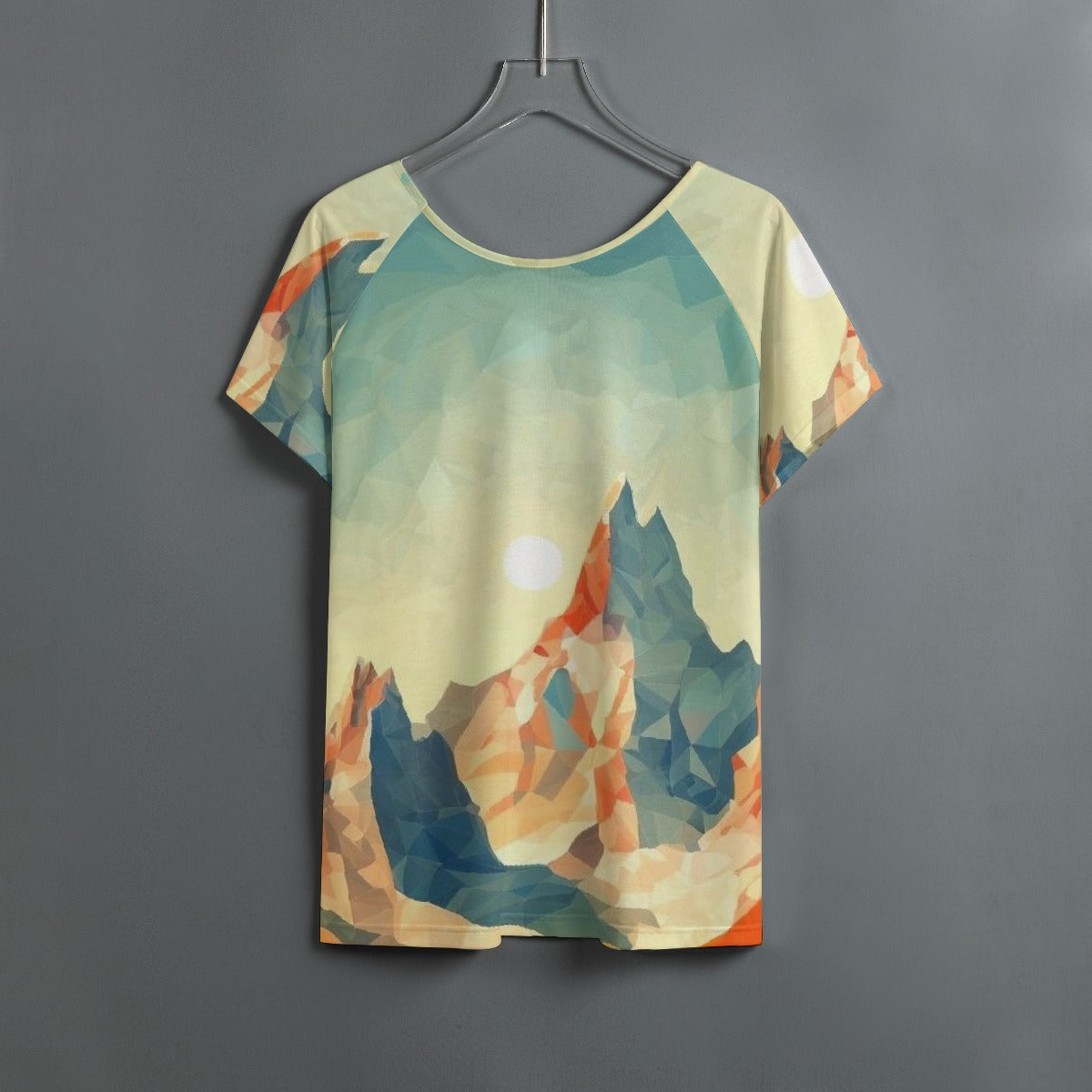All-Over Print Women's Round Neck T-shirt With Raglan Sleeve