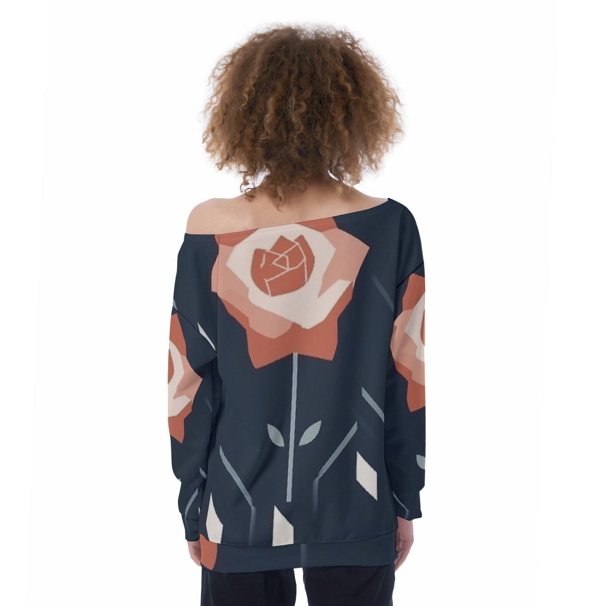 All-Over Print Oversized Women's Off-Shoulder Sweatshirt