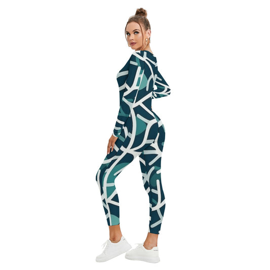 All-Over Print Women's Plunging Neck Jumpsuit