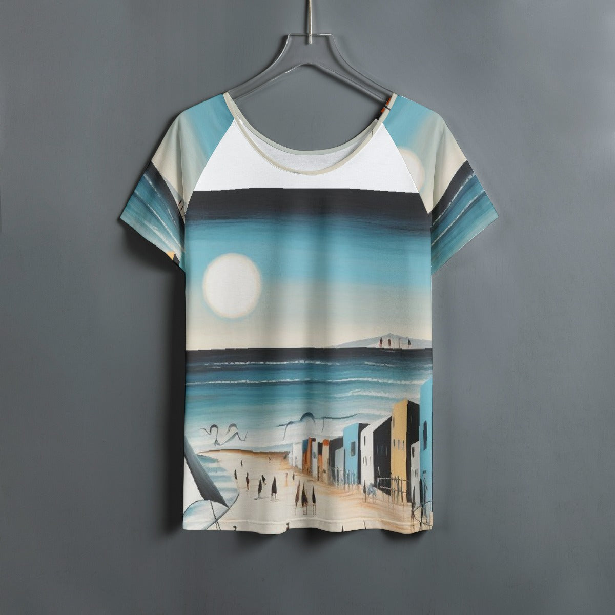 All-Over Print Women's Round Neck T-shirt With Raglan Sleeve
