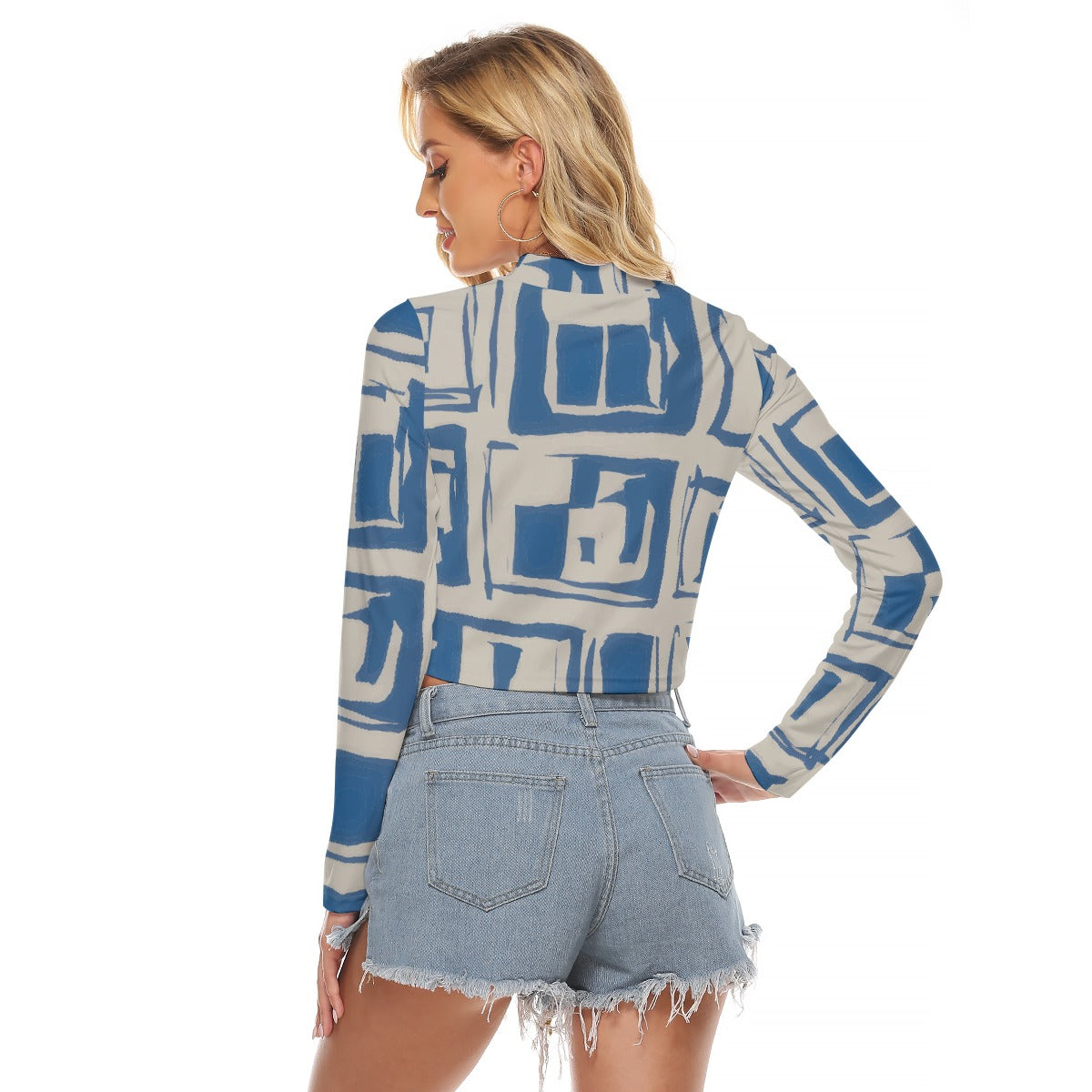 All-Over Print Women's Hollow Chest Keyhole Tight Crop Top