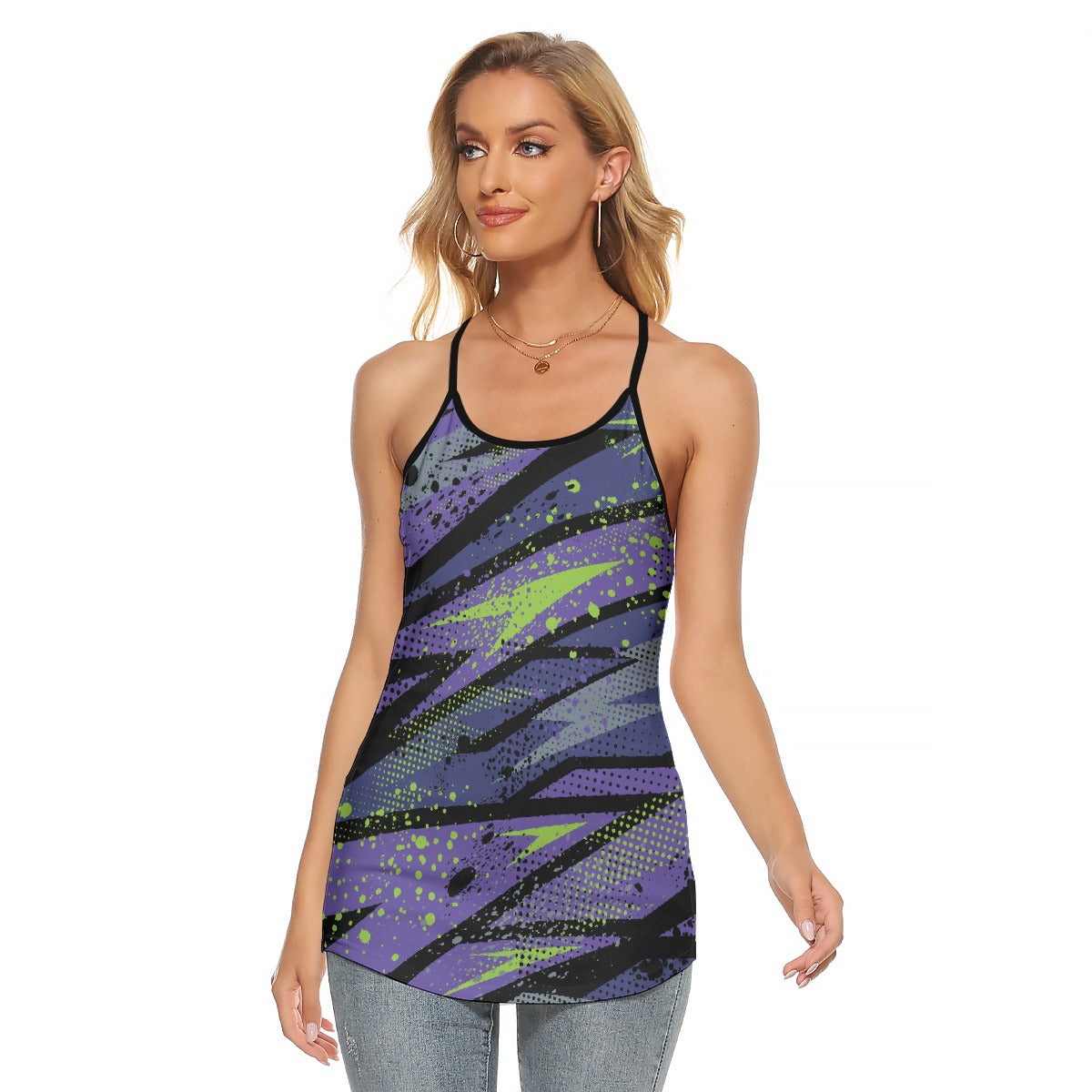 All-Over Print Women's Criss-Cross Open Back Tank Top