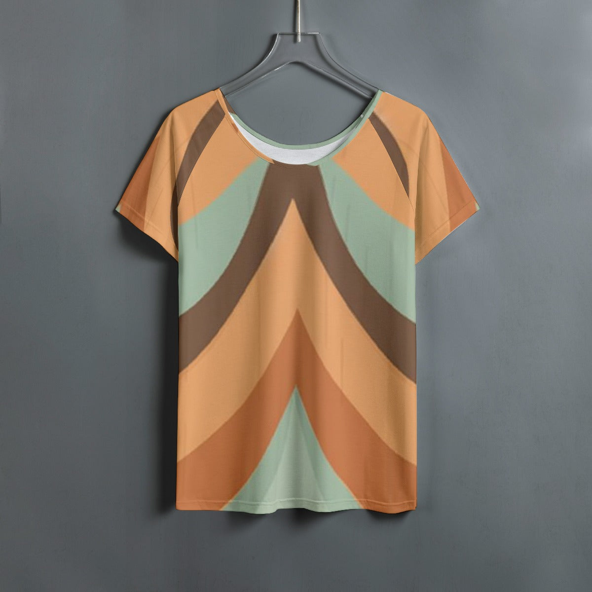 All-Over Print Women's Round Neck T-shirt With Raglan Sleeve