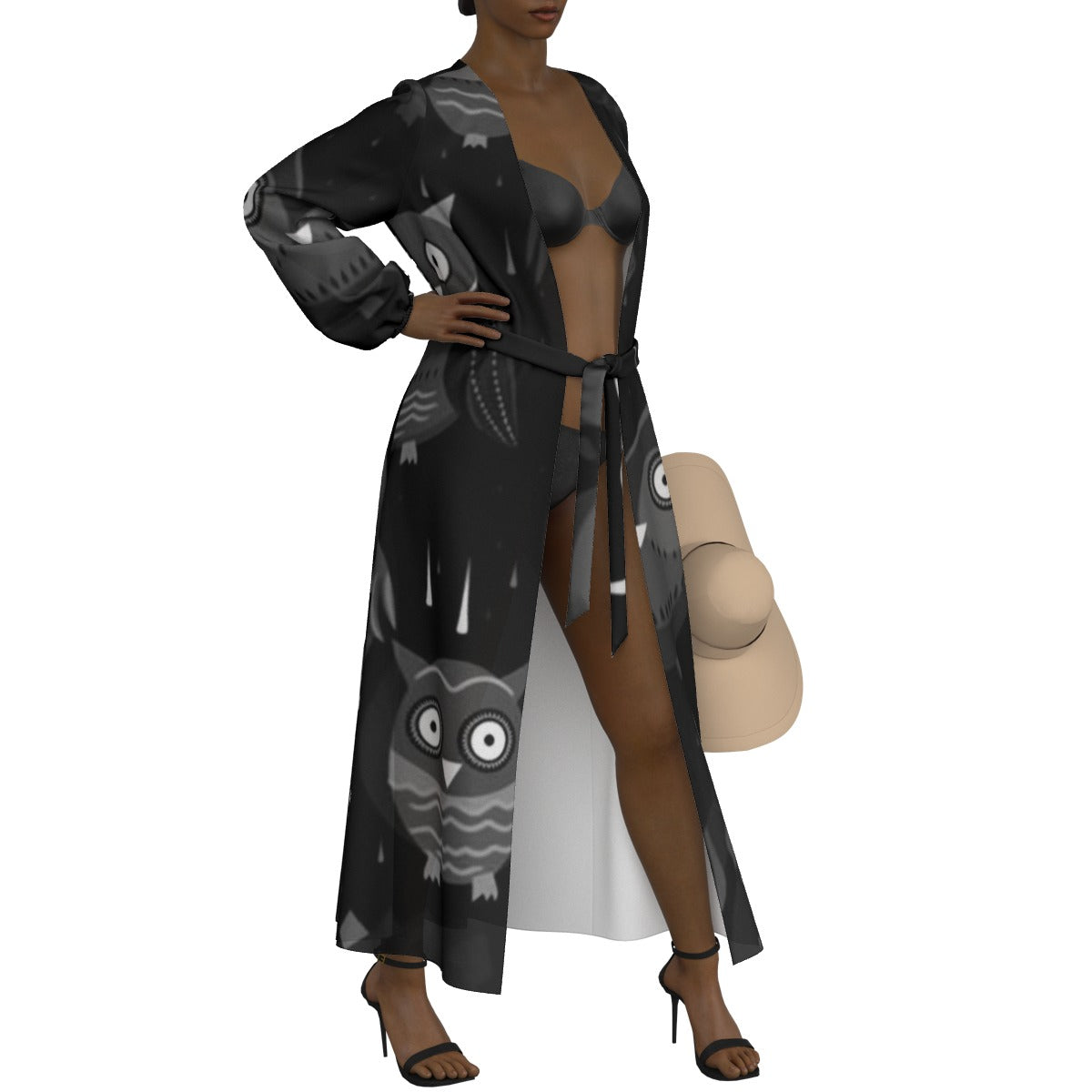 All-Over Print Women's Lace-up Chiffon Robe