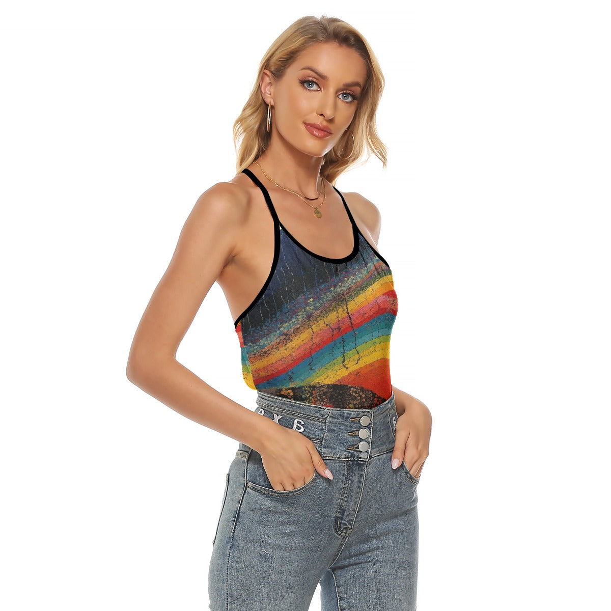 All-Over Print Women's Criss-Cross Open Back Tank Top