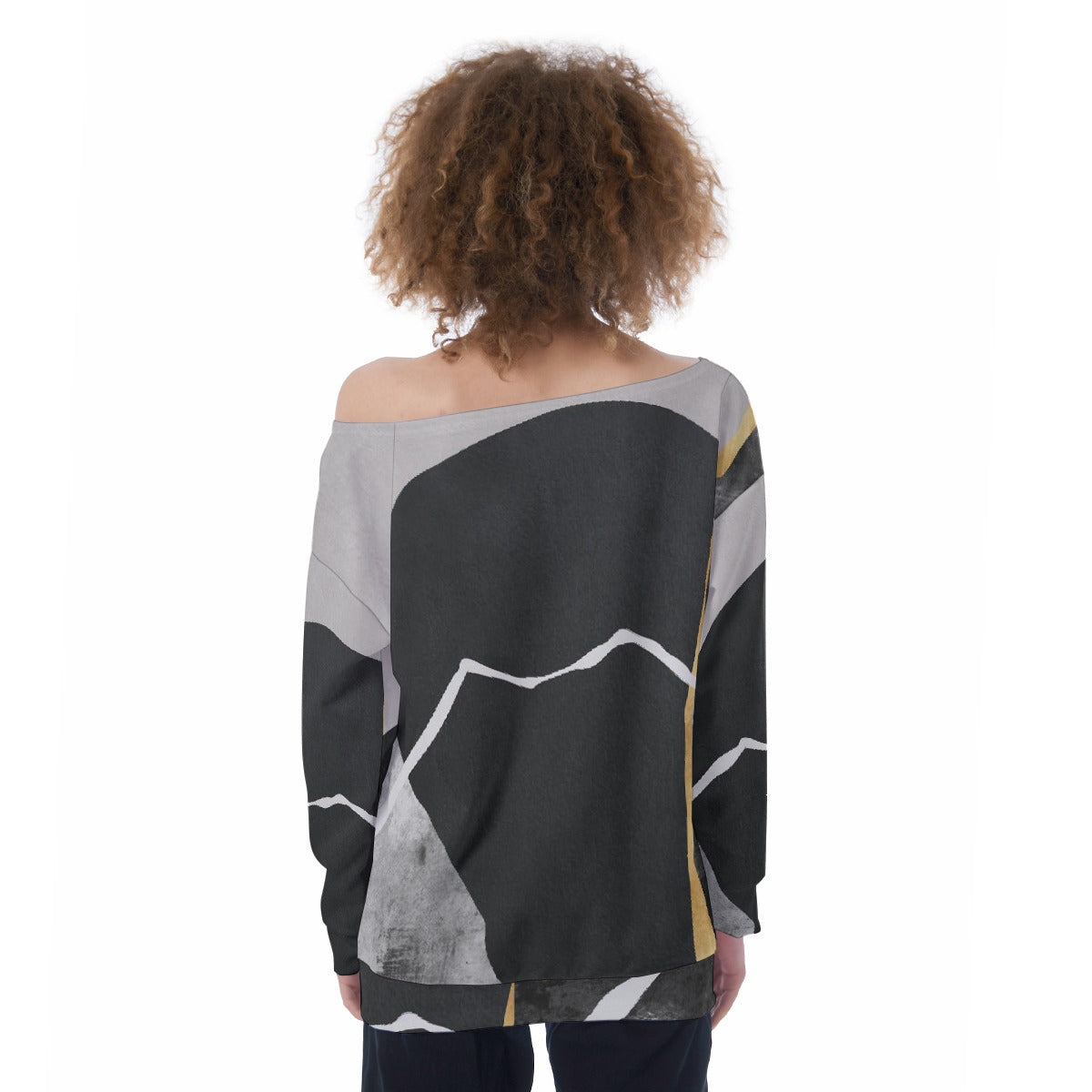 All-Over Print Oversized Women's Off-Shoulder Sweatshirt