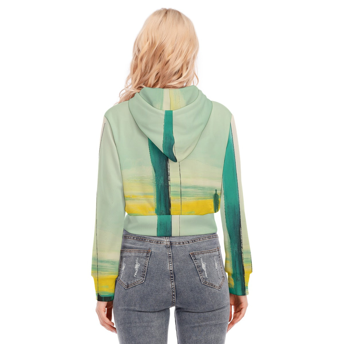 All-Over Print Women's Crop Top Hoodie With Zipper Closure