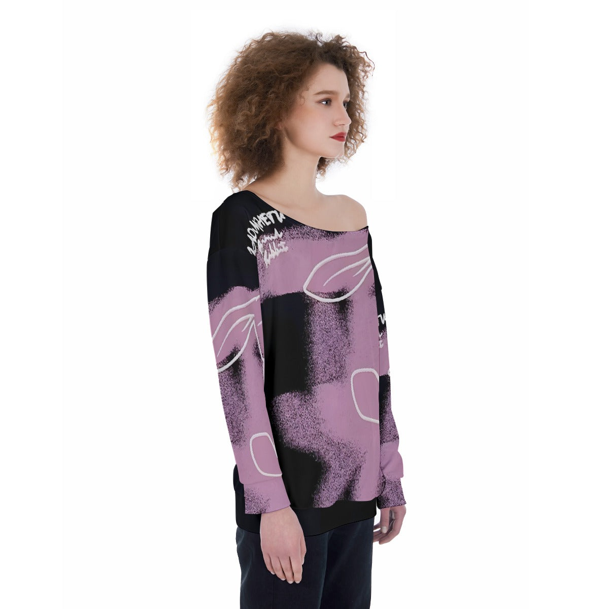 All-Over Print Oversized Women's Off-Shoulder Sweatshirt