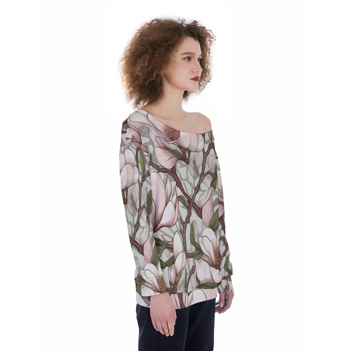 All-Over Print Oversized Women's Off-Shoulder Sweatshirt