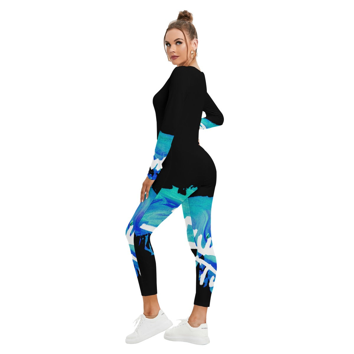All-Over Print Women's Plunging Neck Jumpsuit
