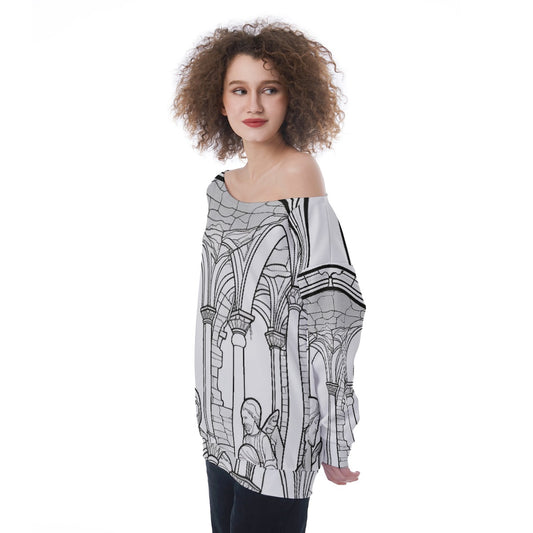 All-Over Print Oversized Women's Off-Shoulder Sweatshirt