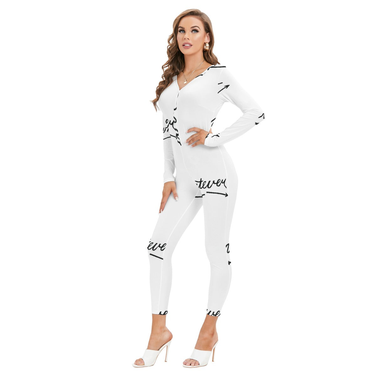 All-Over Print Women's Plunging Neck Jumpsuit