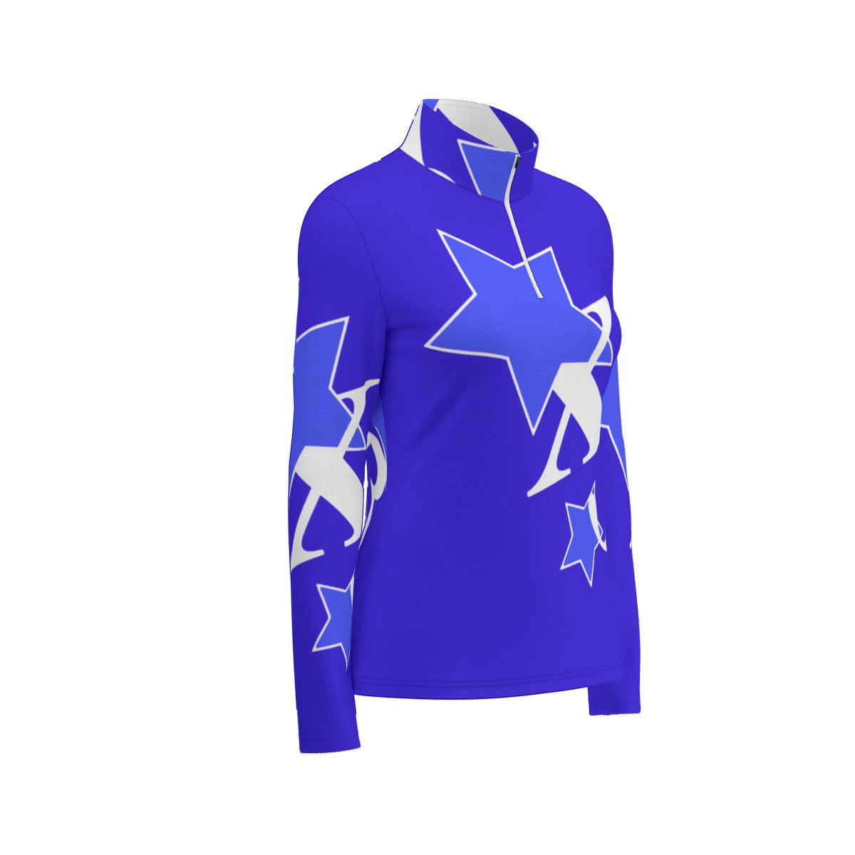 All-Over Print Women's Sports Collar Jersey With Long Sleeve