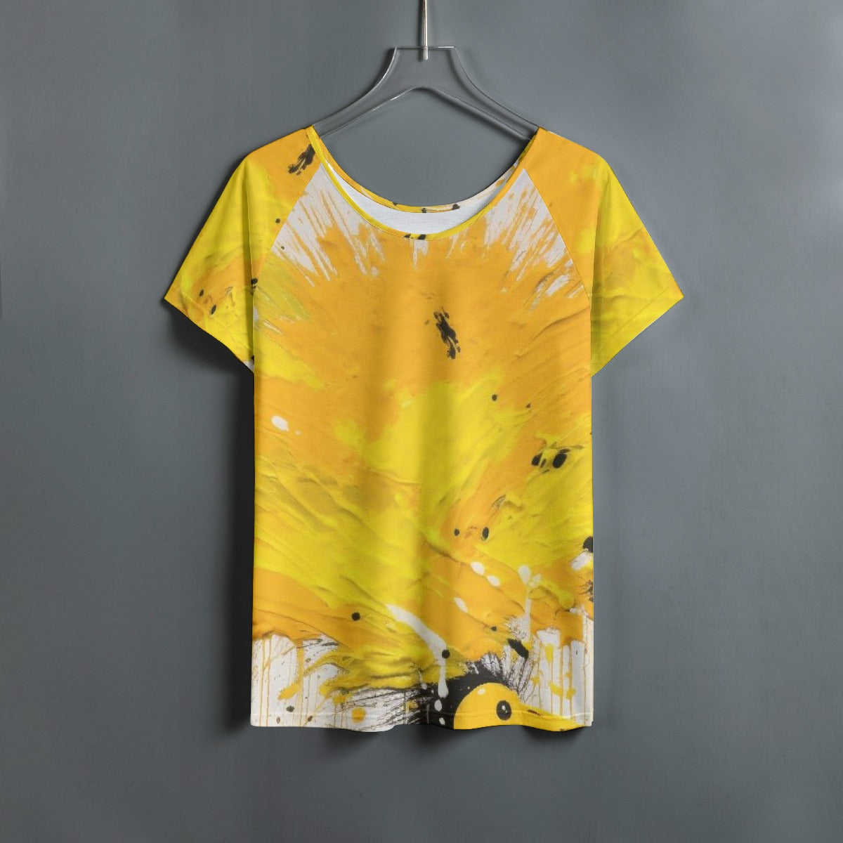 All-Over Print Women's Round Neck T-shirt With Raglan Sleeve
