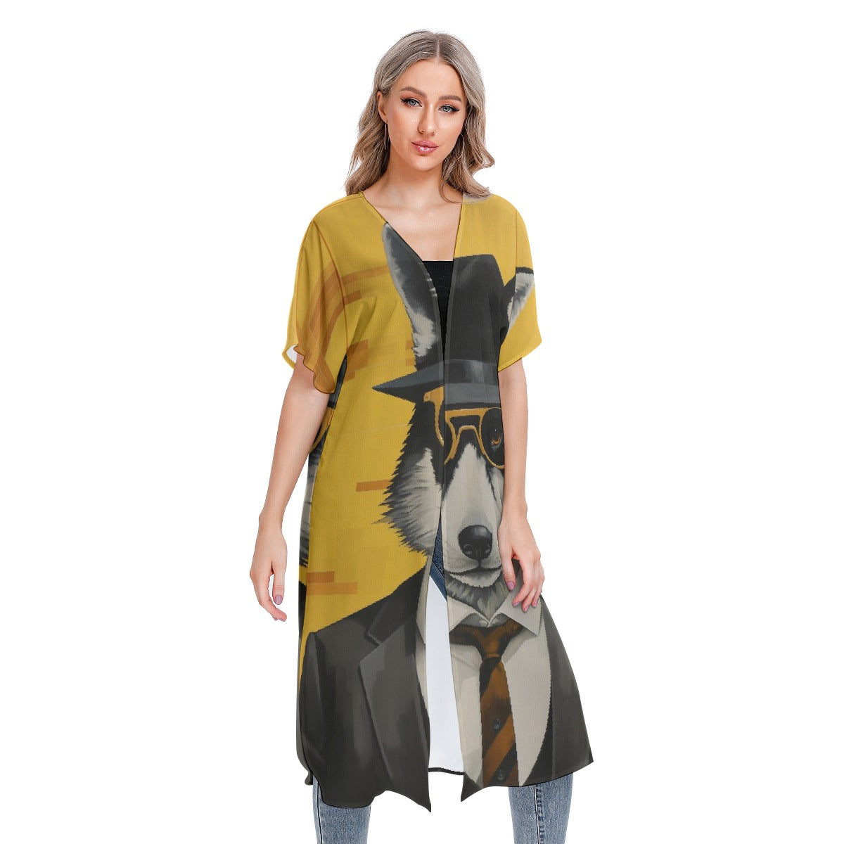 All-Over Print Women's Short Sleeve Cardigan