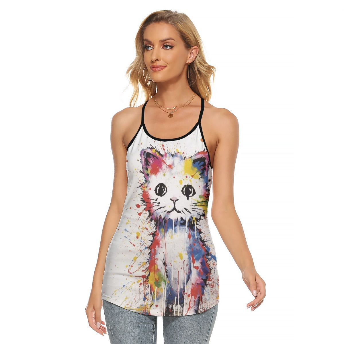 All-Over Print Women's Criss-Cross Open Back Tank Top