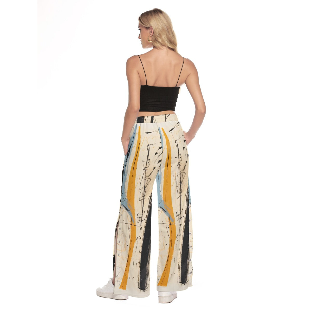 All-Over Print Women's Side Slit Snap Button Trousers