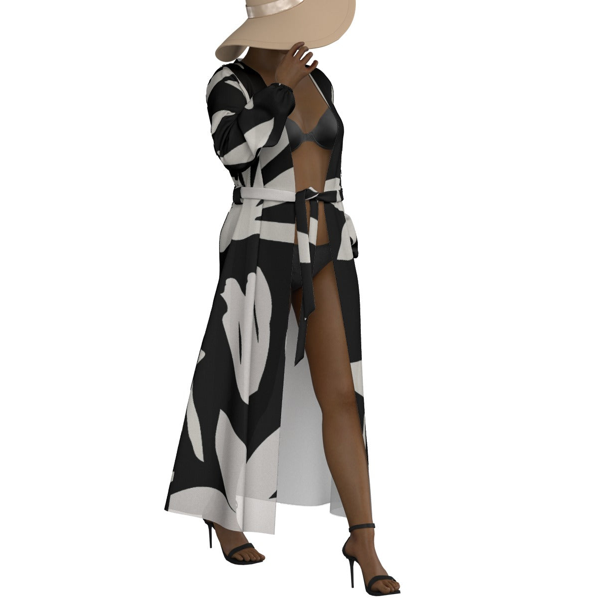 All-Over Print Women's Lace-up Chiffon Robe