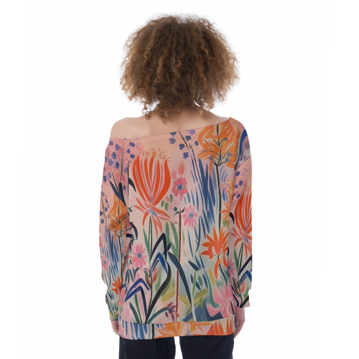 All-Over Print Oversized Women's Off-Shoulder Sweatshirt